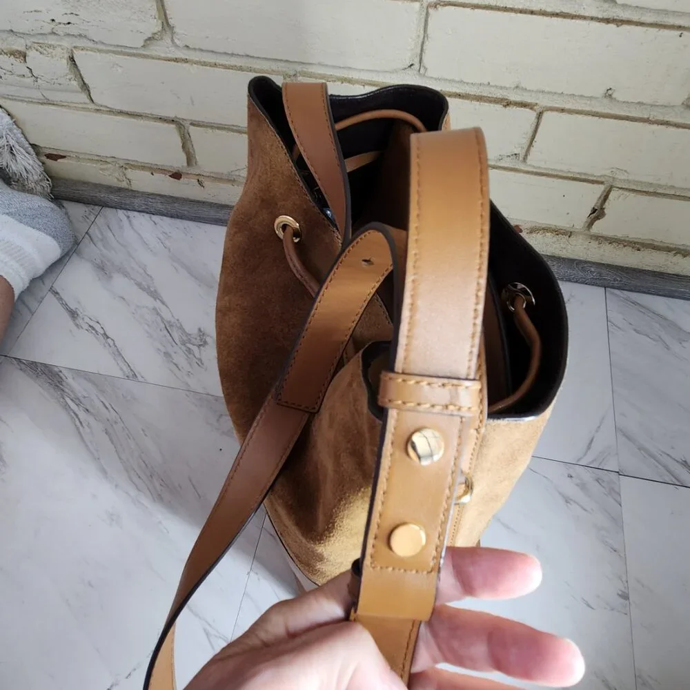 Nwot Michael Kors Cary Brown Suede & Leather w/Pouch Crossbody Bag Purse